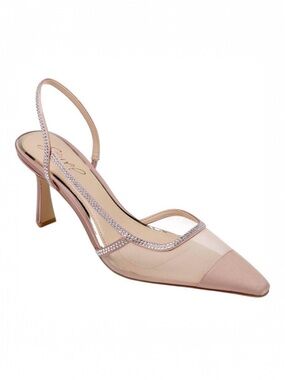 Jewel Badgley Mischka Tammy Mesh Pointed Toe Slingback Stiletto Heels Size 8.5